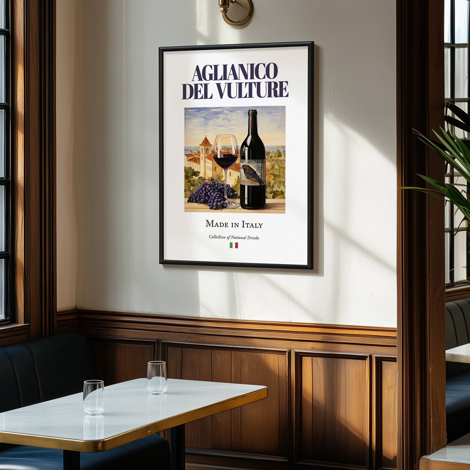 Aglianico del Vulture – Italian Red Wine, Enoteca Painting, clean layout with no caption