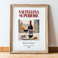 Valtellina Superiore – Italian Red Wine, Tasting Room Illustration, in wooden frame leaning on the floor