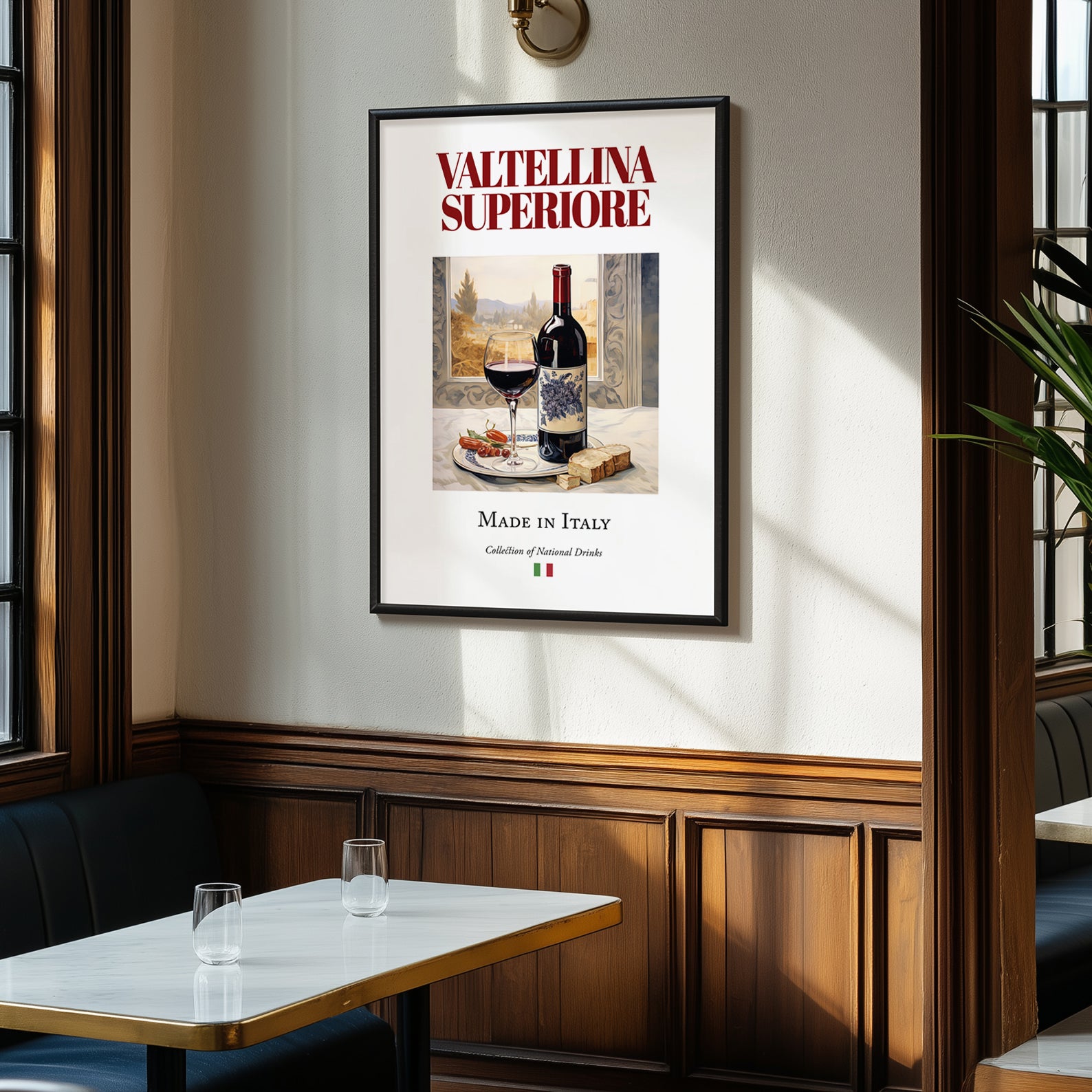 Valtellina Superiore – Italian Red Wine, Tasting Room Illustration, clean layout with no caption