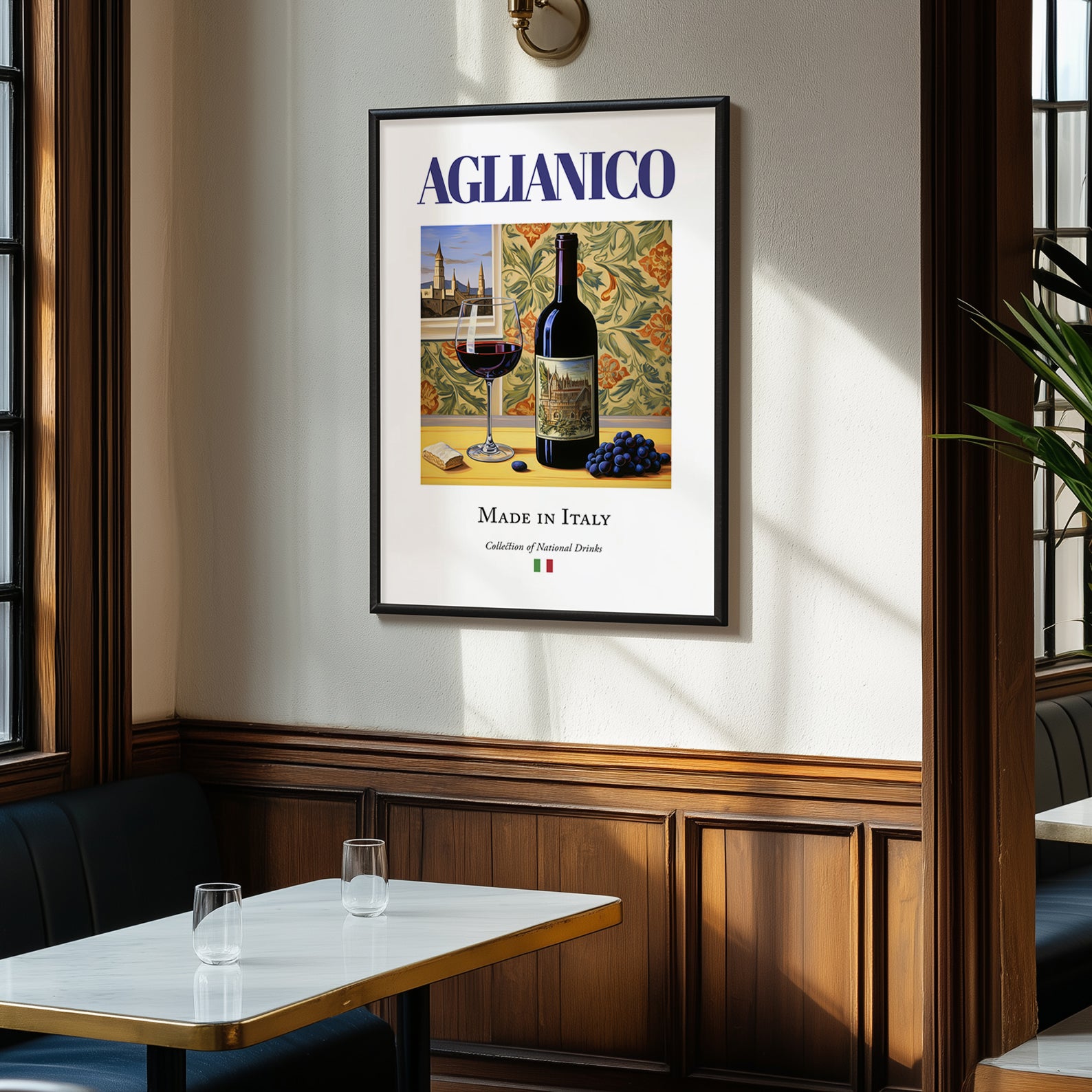Aglianico – Italian Red Wine, Vinoteca Poster, clean layout with no caption