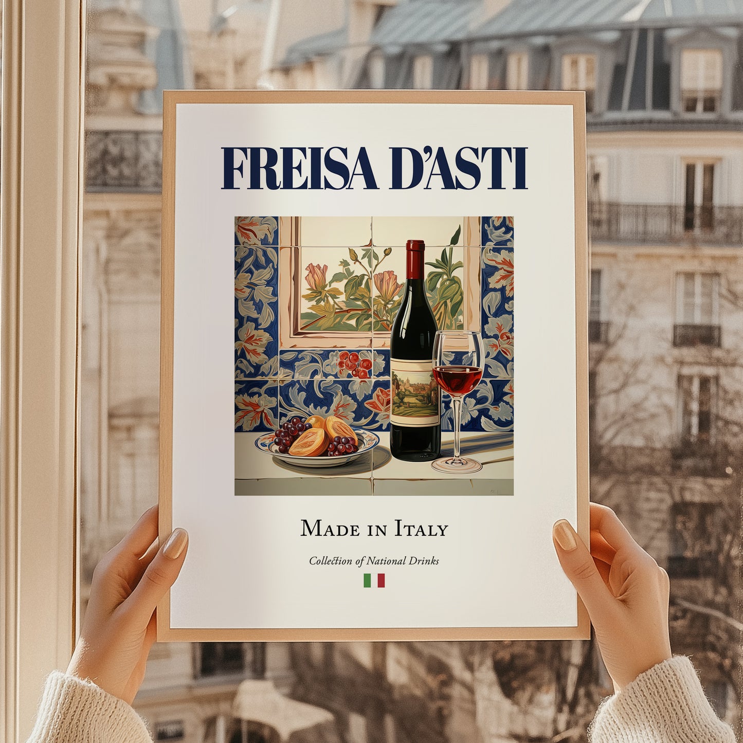 Freisa d’Asti – Italian Red Wine, Tasting Room Poster, styled in a charming Paris street view