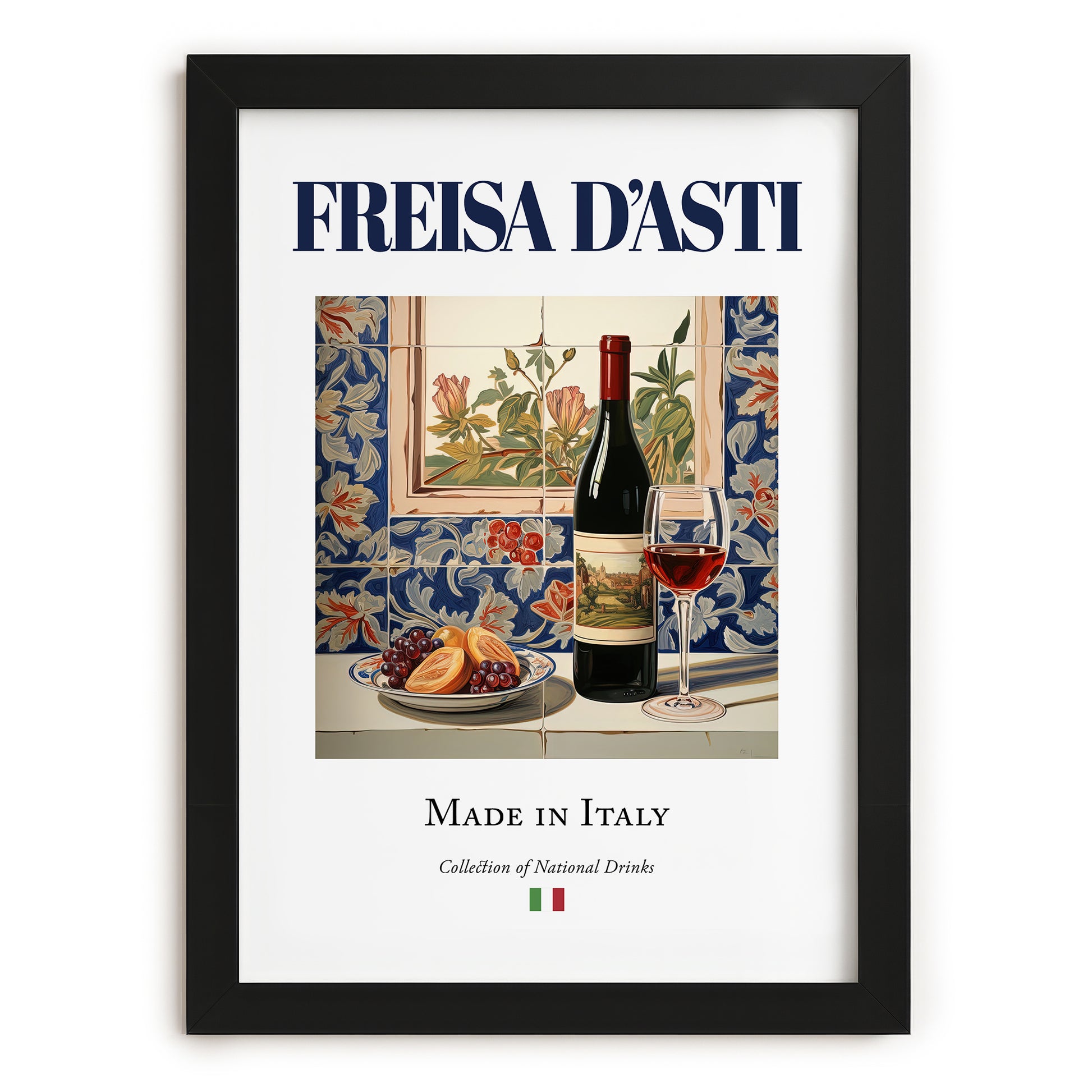 Freisa d’Asti – Italian Red Wine, Tasting Room Poster, in sleek black frame