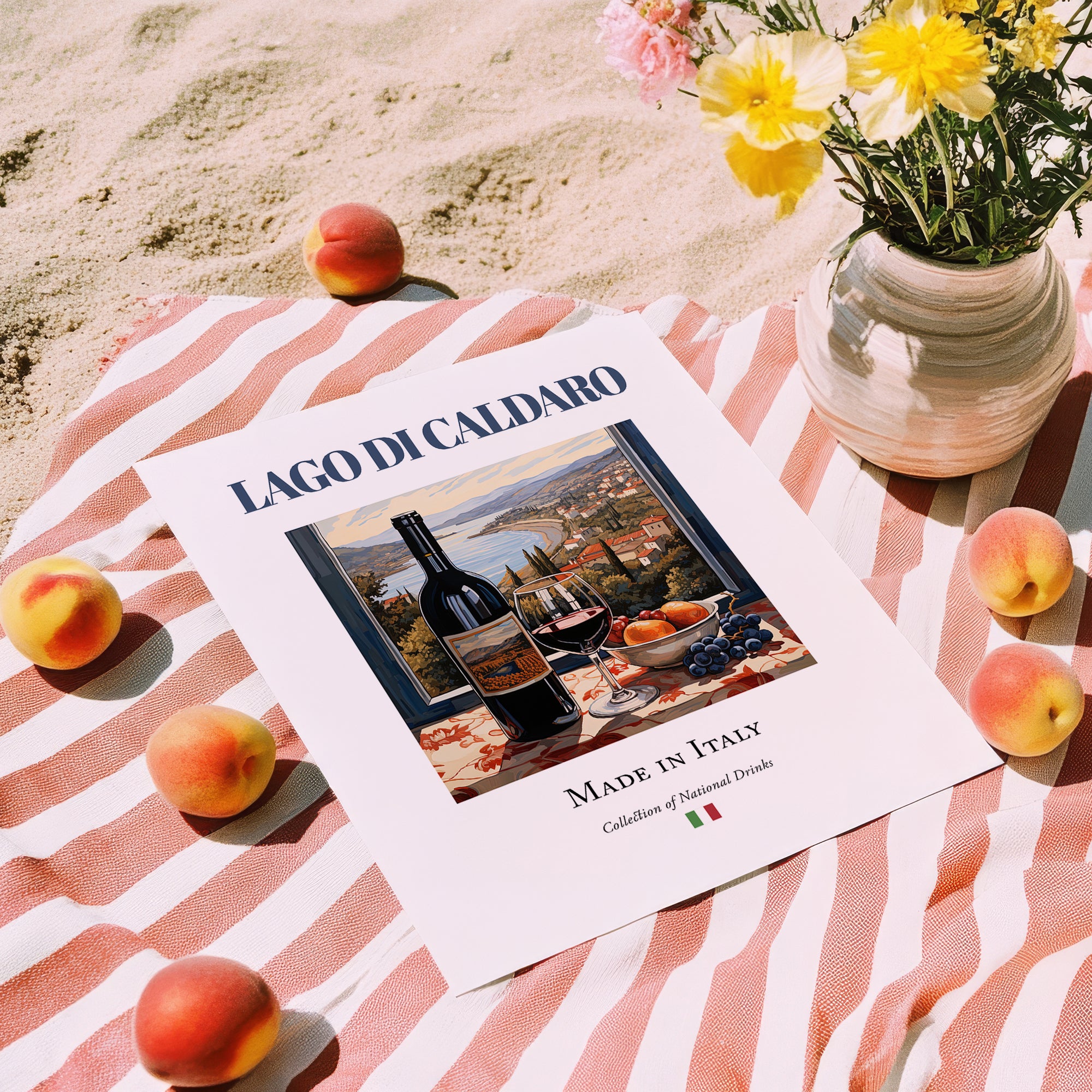 Lago di Caldaro – Italian Red Wine, Bodega Painting, unframed on coastal sand