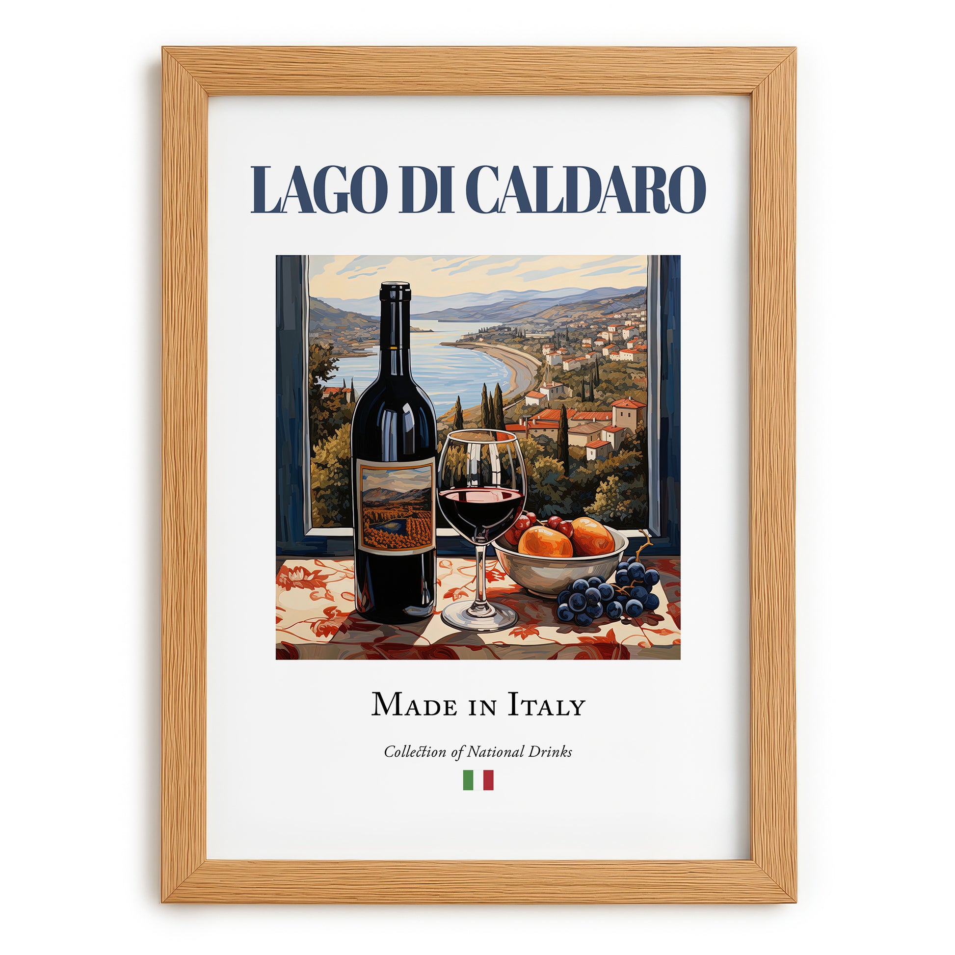 Lago di Caldaro – Italian Red Wine, Bodega Painting, set in oak frame