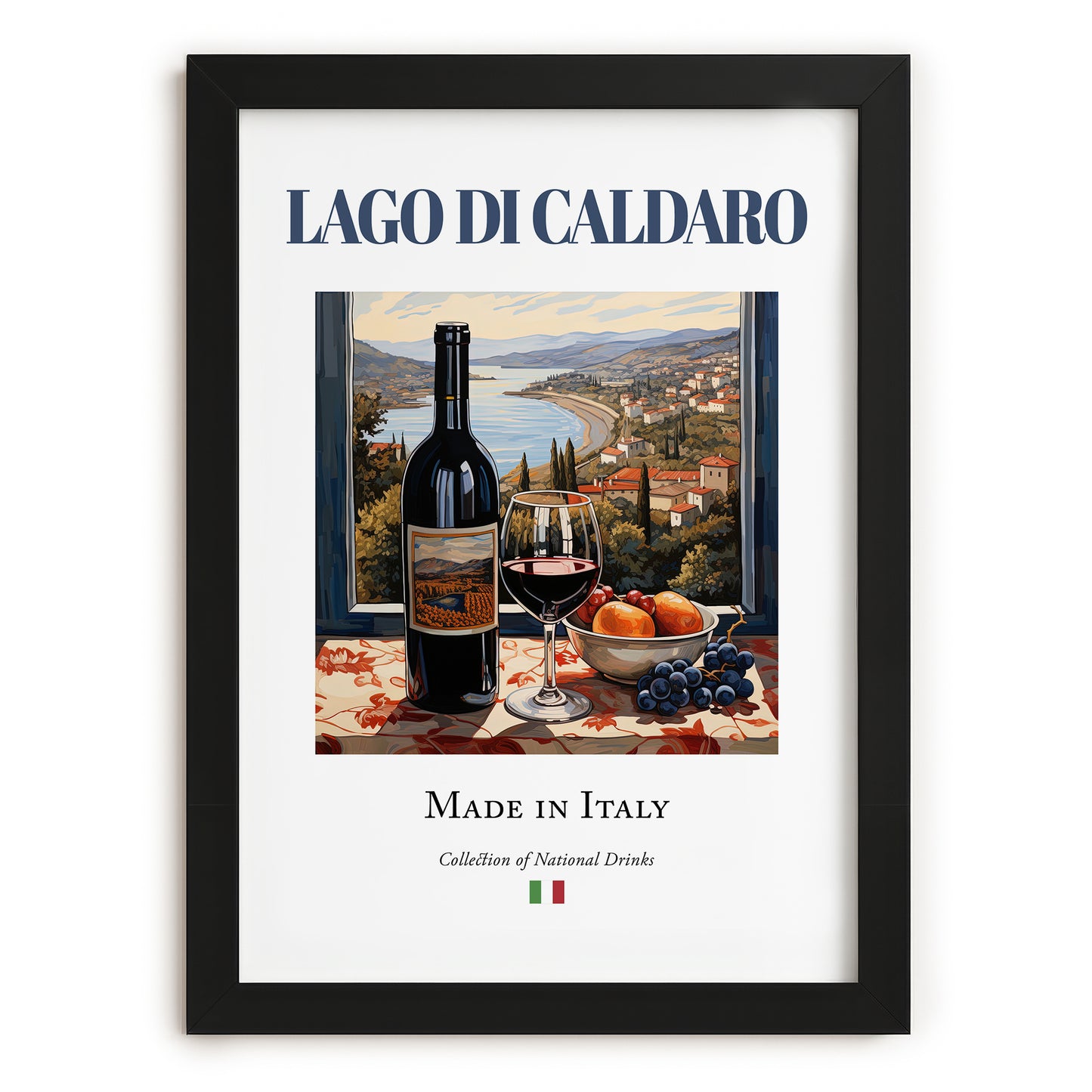 Lago di Caldaro – Italian Red Wine, Bodega Painting, in sleek black frame