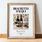 Brachetto d’Acqui – Italian Red Wine, Vineyard Terrace Illustration, in wooden frame leaning on the floor