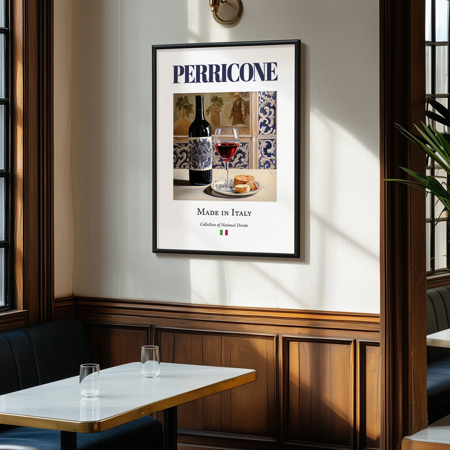 Perricone – Italian Red Wine, Tasting Room Illustration, clean layout with no caption