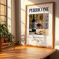 Perricone – Italian Red Wine, Tasting Room Illustration, no-text version framed in wood