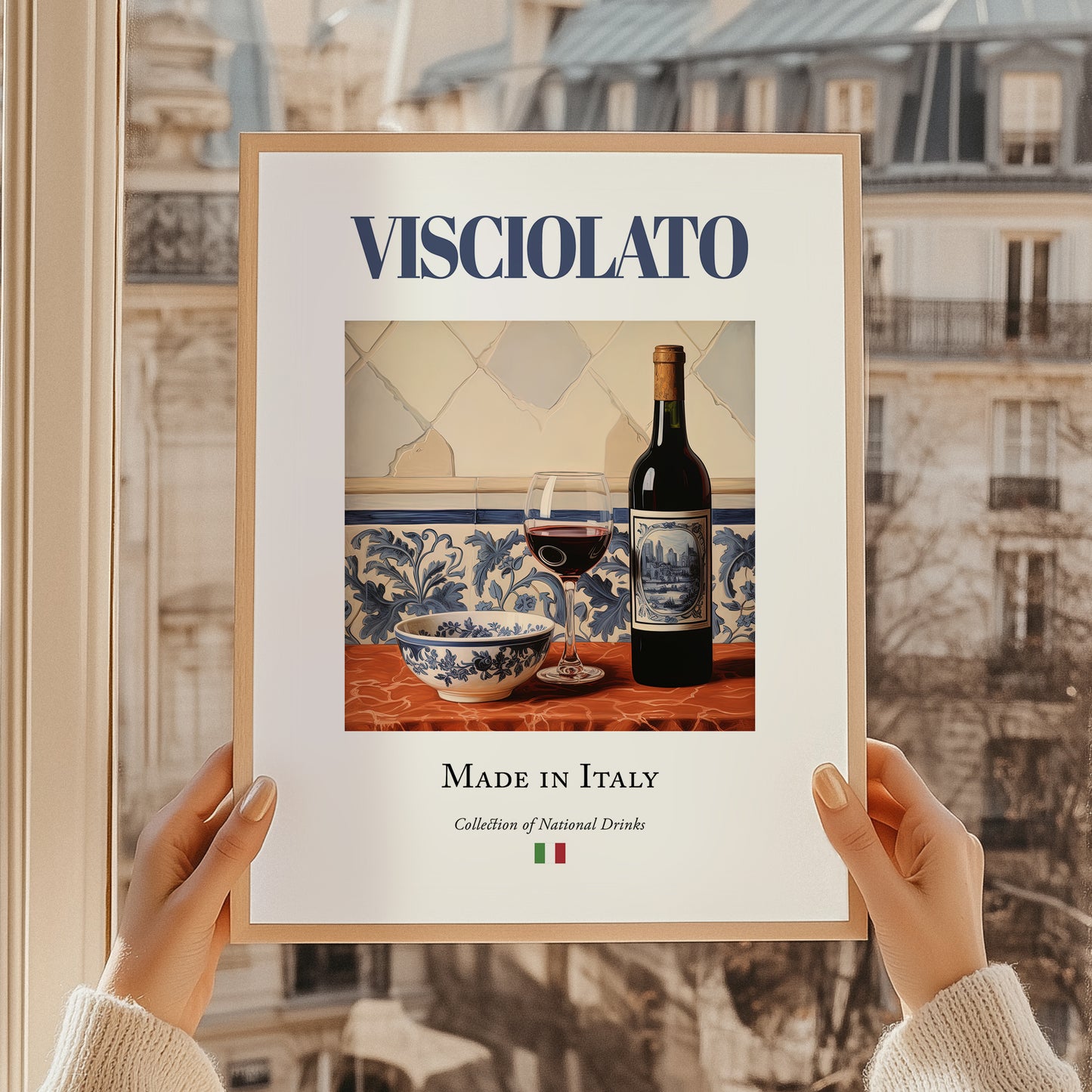Visciolato – Italian Red Wine, Vinoteca Poster, styled in a charming Paris street view