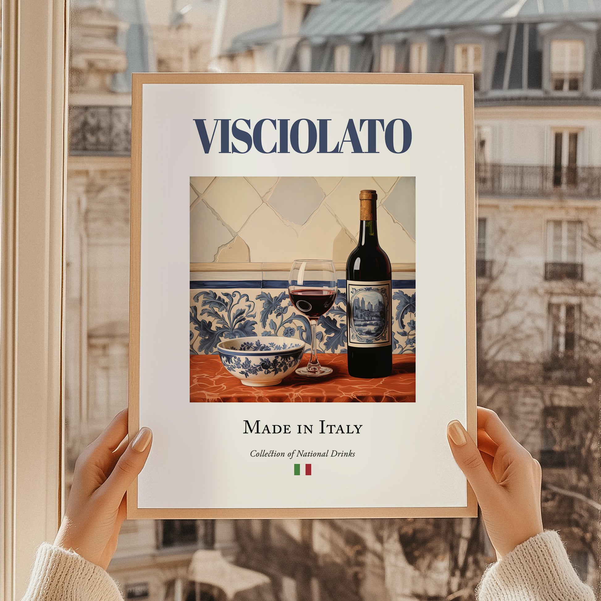 Visciolato – Italian Red Wine, Vinoteca Poster, styled in a charming Paris street view