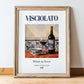 Visciolato – Italian Red Wine, Vinoteca Poster, in wooden frame leaning on the floor