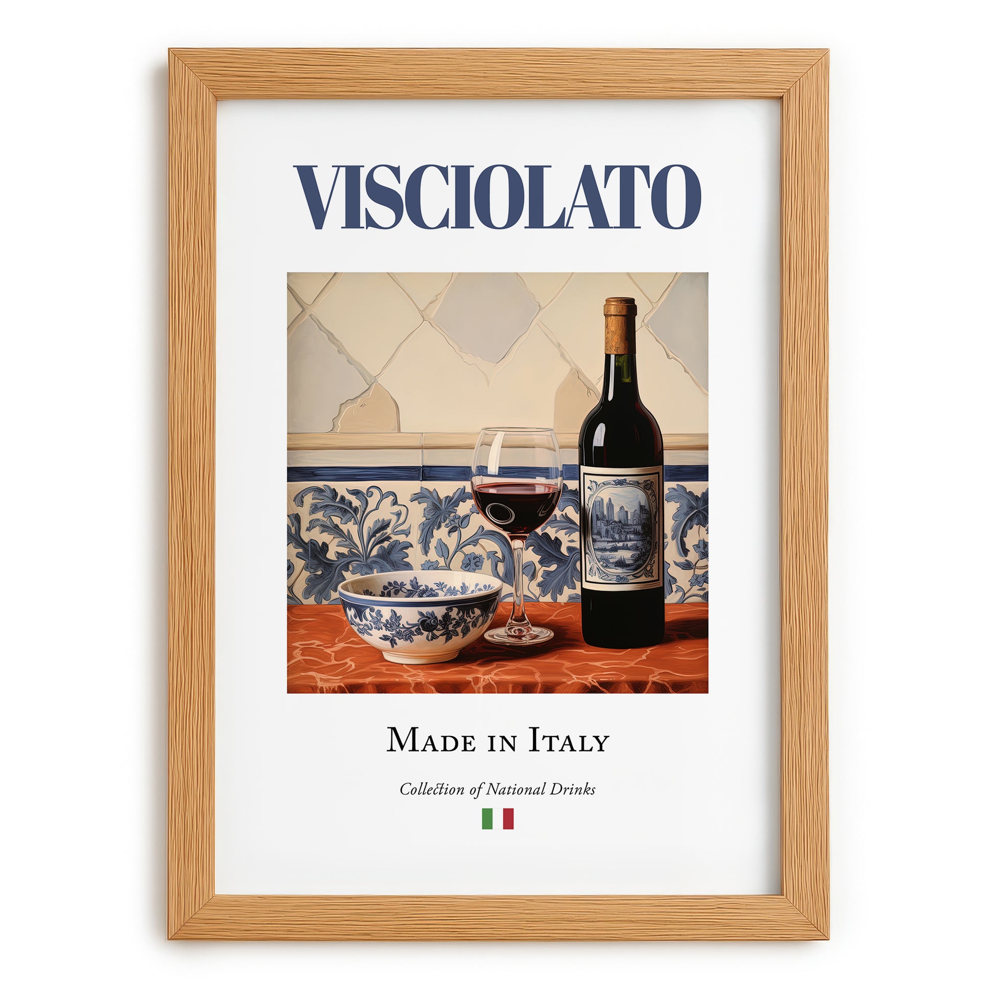 Visciolato – Italian Red Wine, Vinoteca Poster, set in oak frame