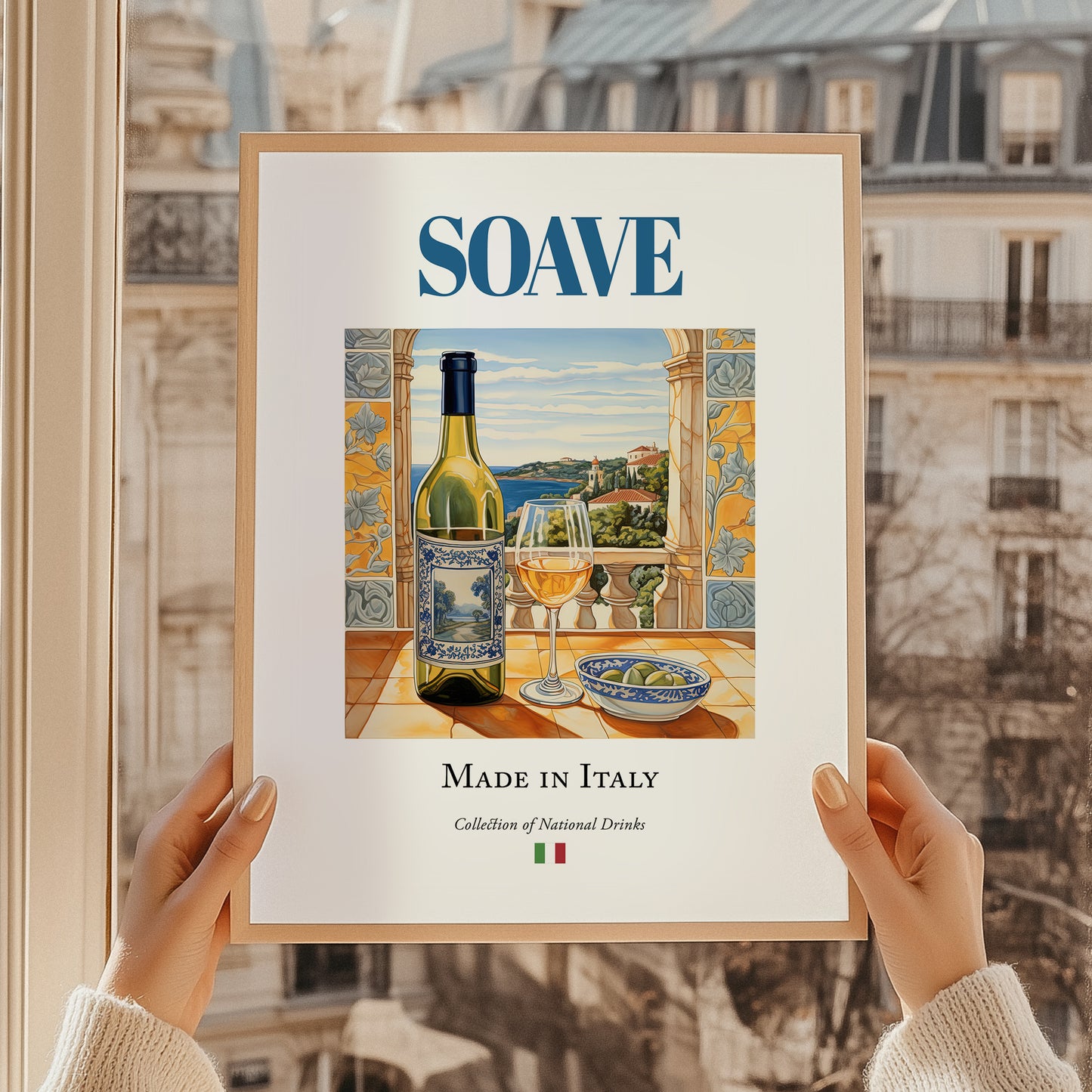 Soave – Italian White Wine, Enoteca Wall Art, styled in a charming Paris street view