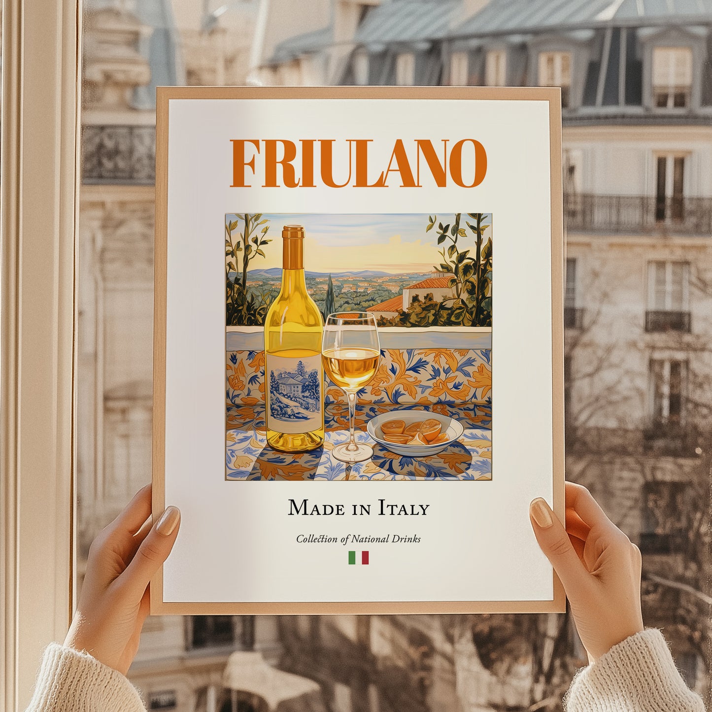 Friulano – Italian White Wine, Vinoteca Wall Art, styled in a charming Paris street view