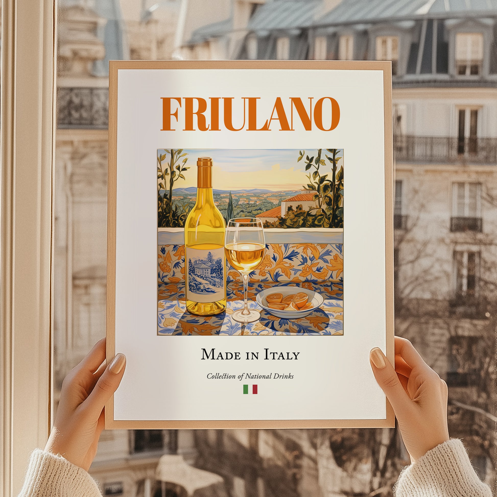 Friulano – Italian White Wine, Vinoteca Wall Art, styled in a charming Paris street view