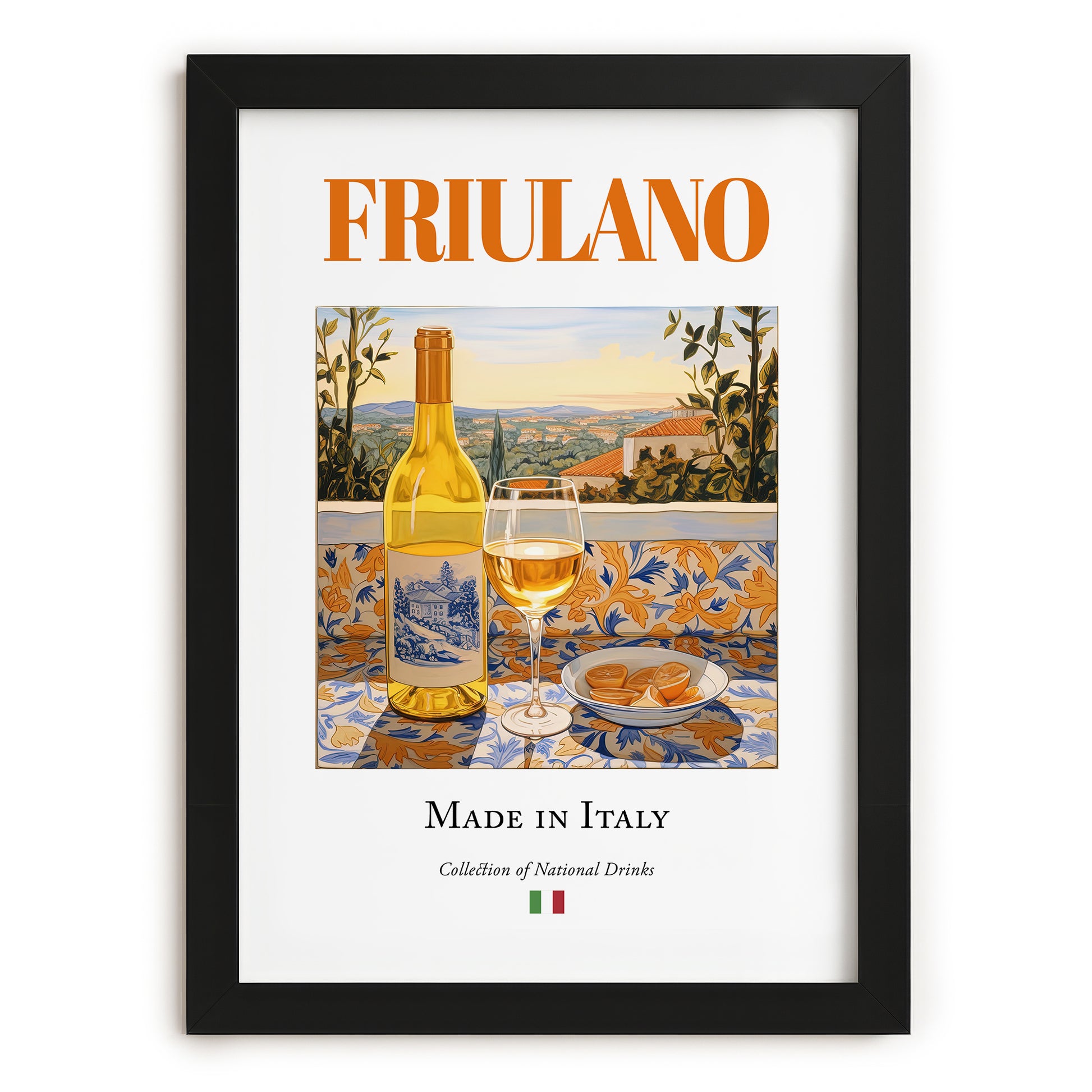 Friulano – Italian White Wine, Vinoteca Wall Art, in sleek black frame