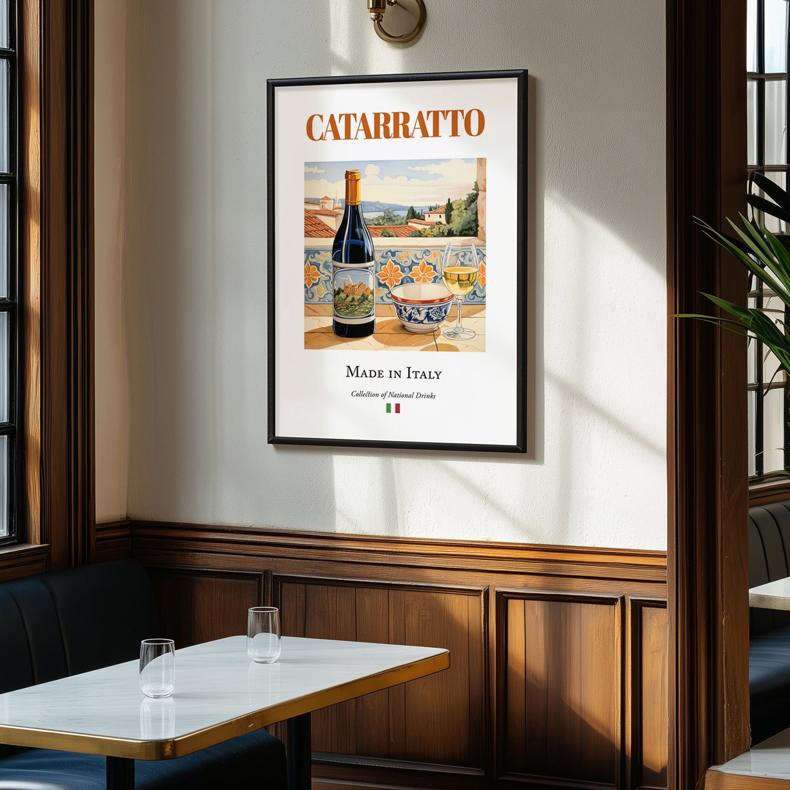 Catarratto – Italian White Wine, Wine Bar Illustration, clean layout with no caption