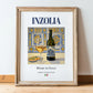 Inzolia – Italian White Wine, Bodega Poster, in wooden frame leaning on the floor