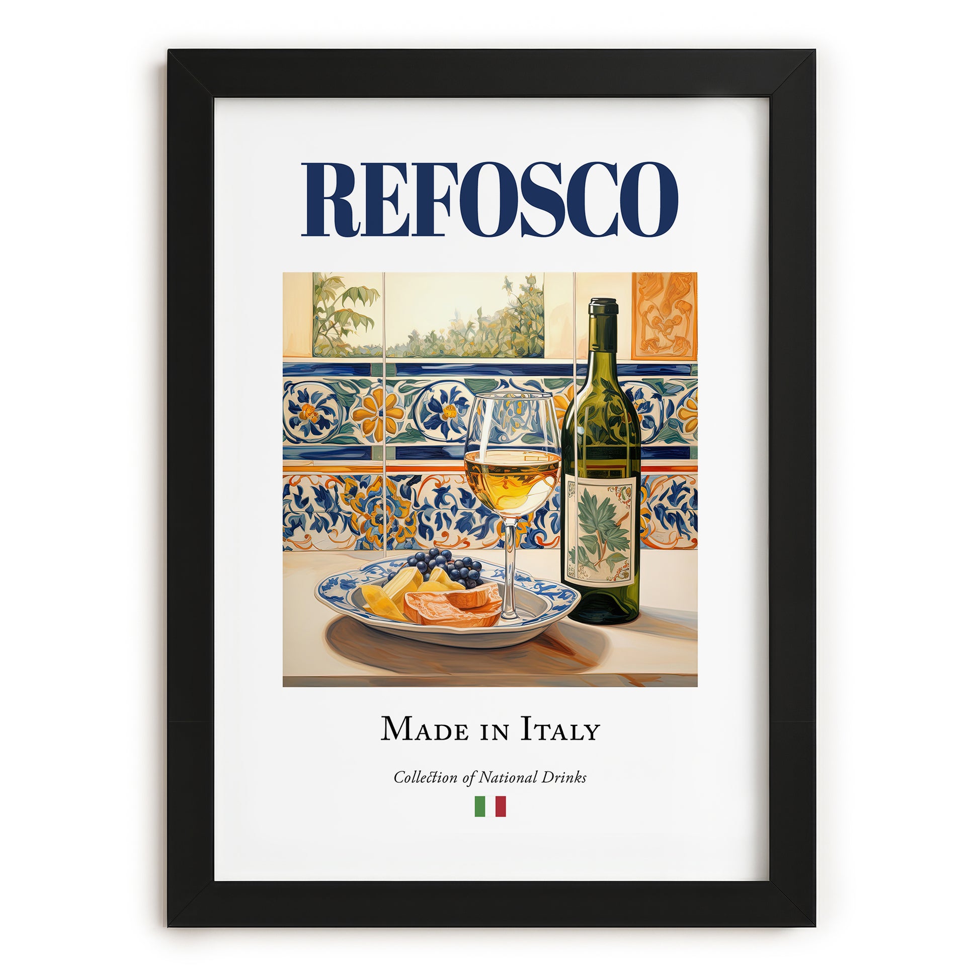 Refosco – Italian Red Wine, Wine Bar Still Life, in sleek black frame