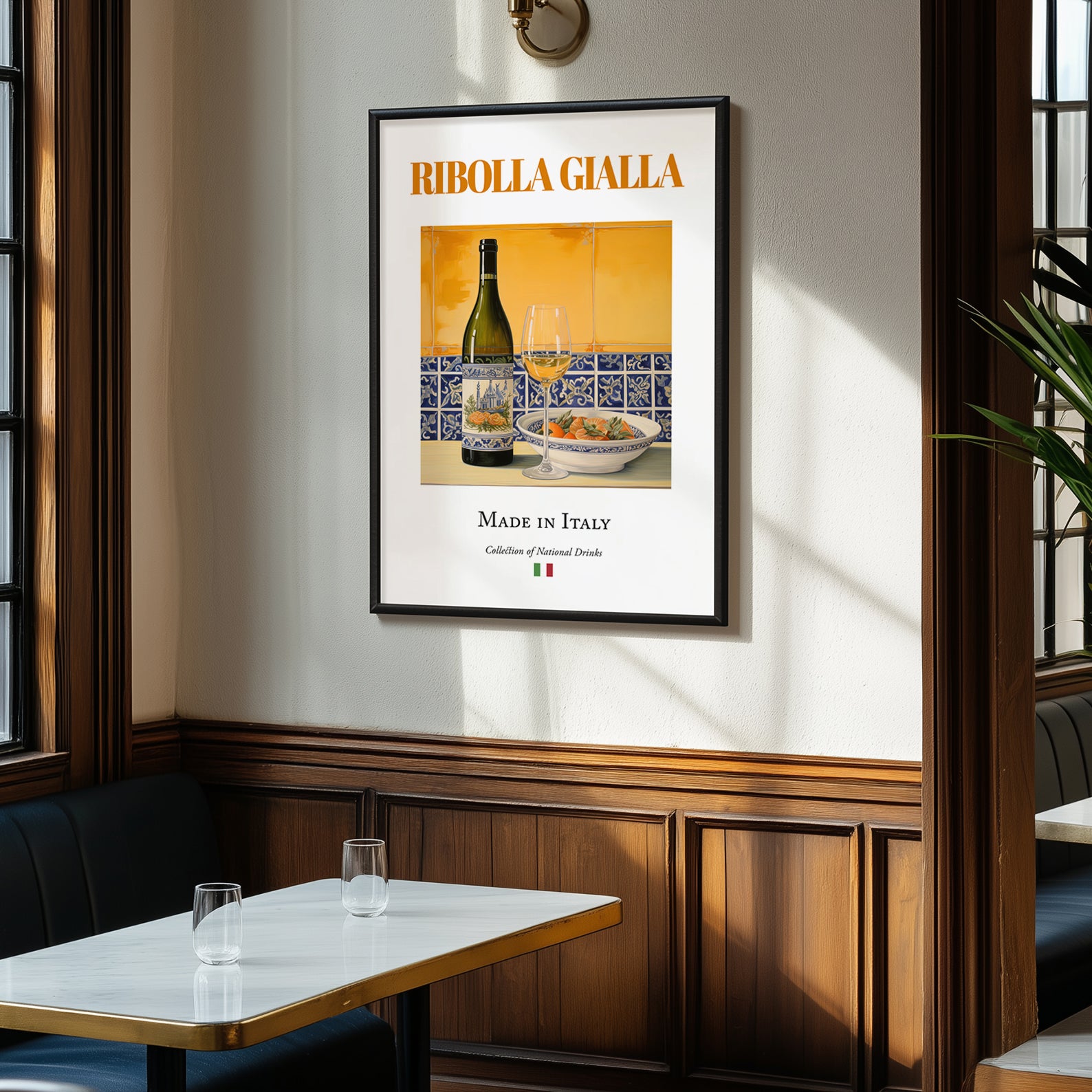 Ribolla Gialla – Italian White Wine, Wine Bar Poster, clean layout with no caption