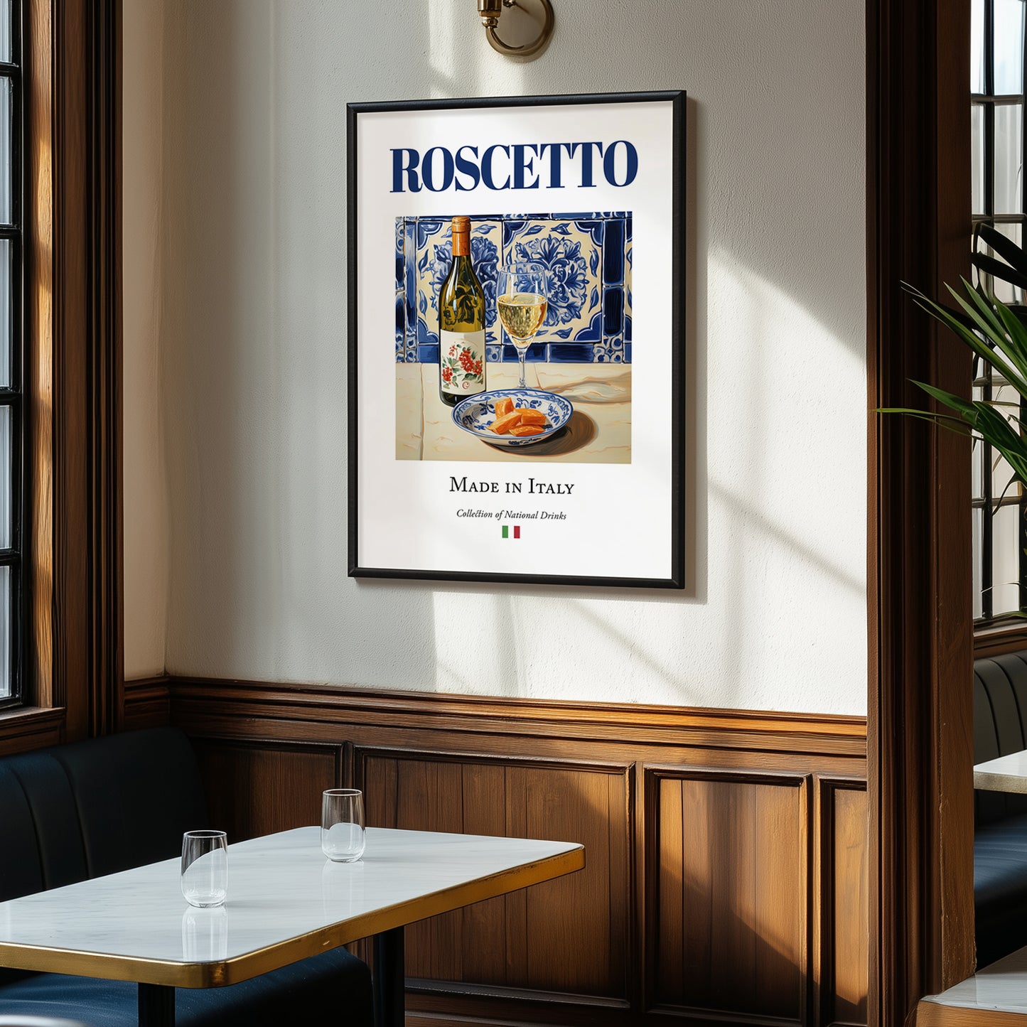 Roscetto – Italian White Wine, Vinoteca Print, clean layout with no caption