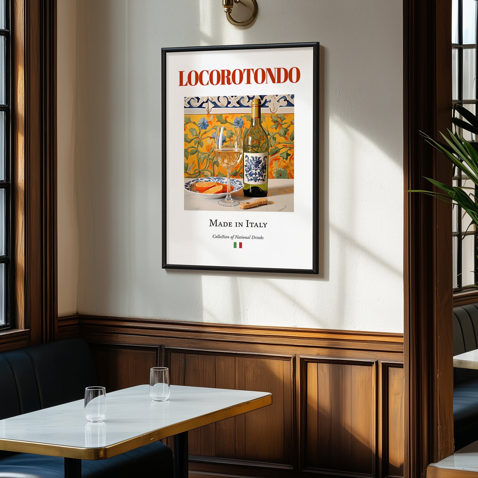 Locorotondo – Italian White Wine, Wine Bar Painting, clean layout with no caption