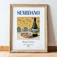 Semidano – Italian White Wine, Wine Bar Wall Decor, in wooden frame leaning on the floor