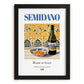 Semidano – Italian White Wine, Wine Bar Wall Decor, in sleek black frame