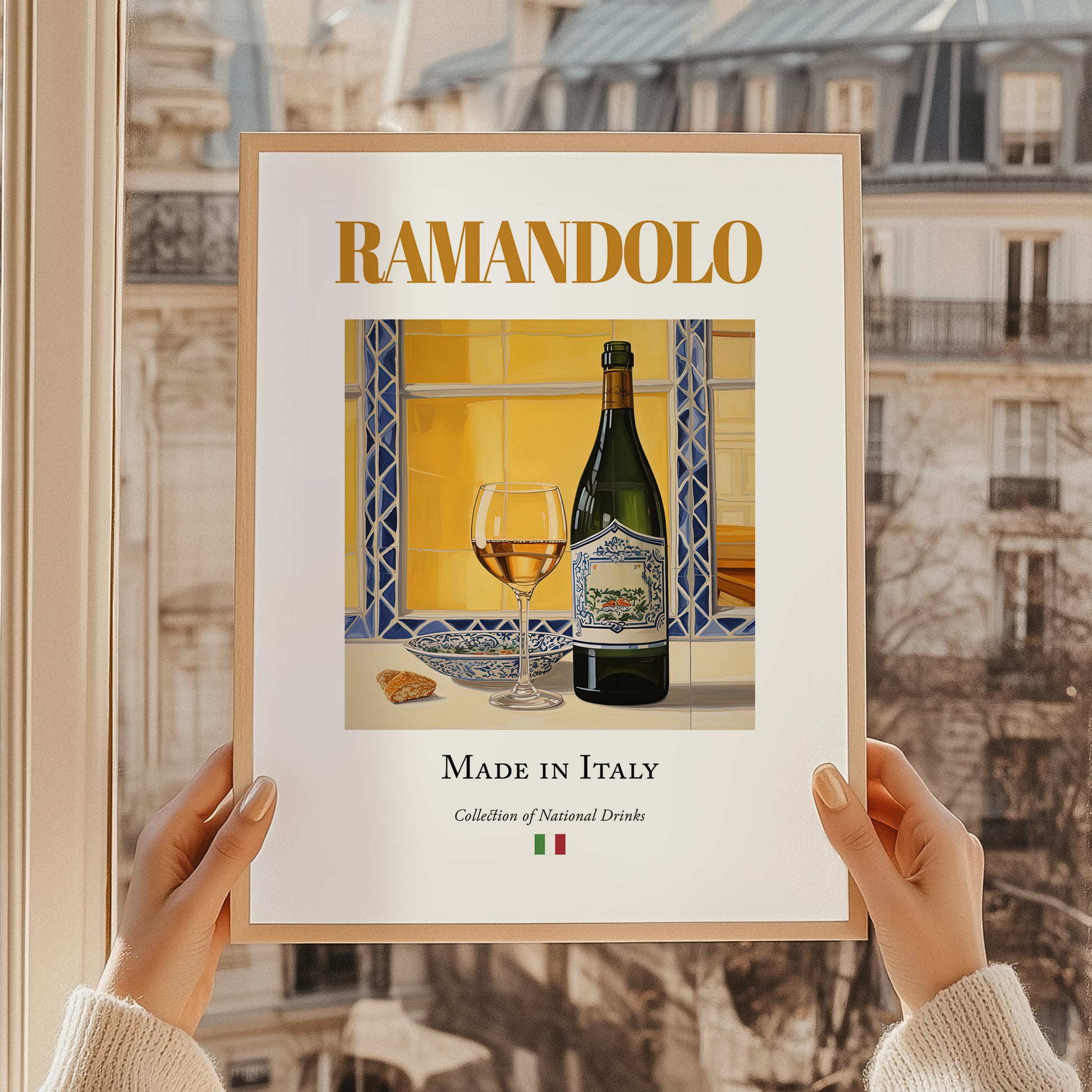 Ramandolo – Italian Dessert Wine, Wine Bar Print, styled in a charming Paris street view