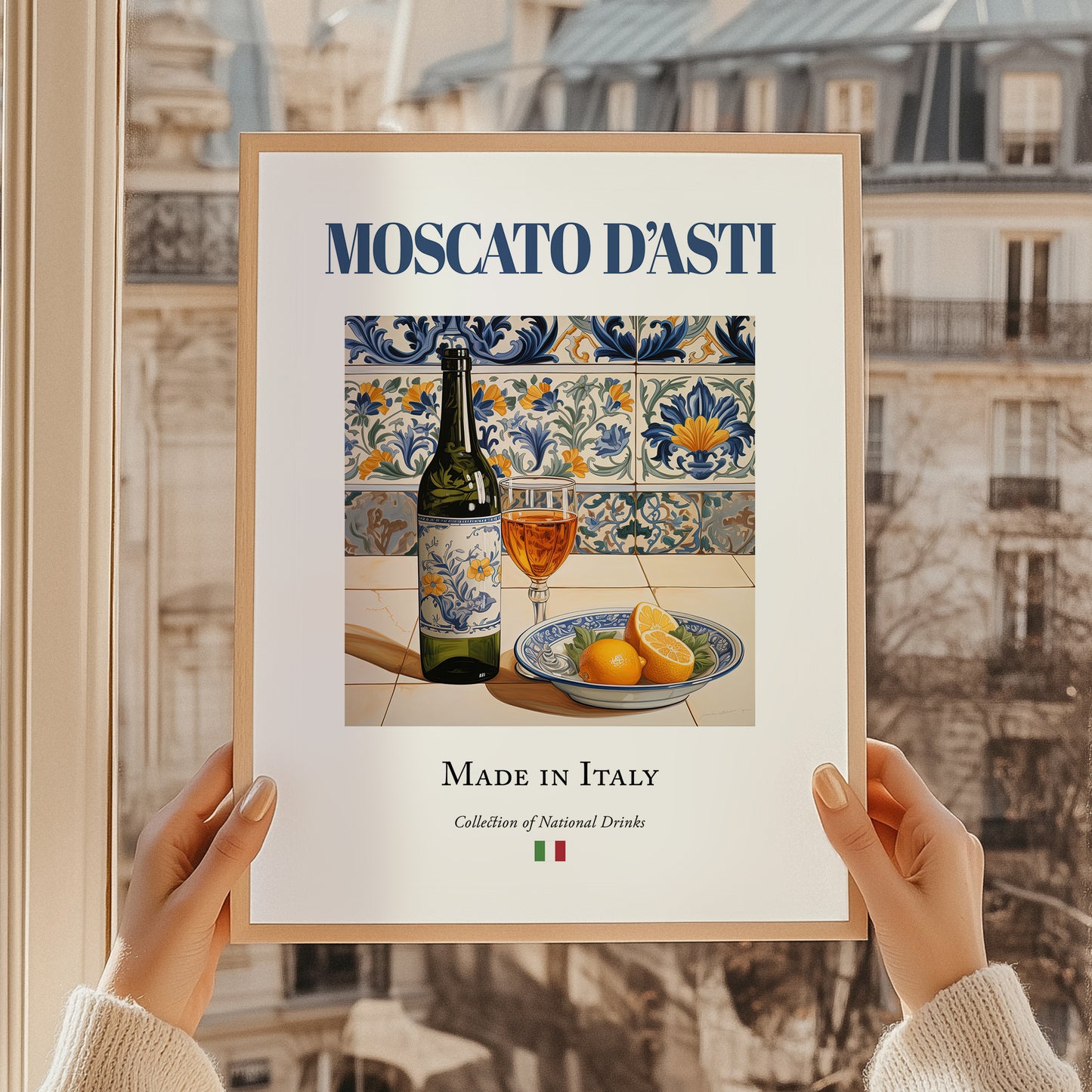 Moscato d'Asti – Italian Dessert Wine, Vineyard Terrace Wall Art, styled in a charming Paris street view