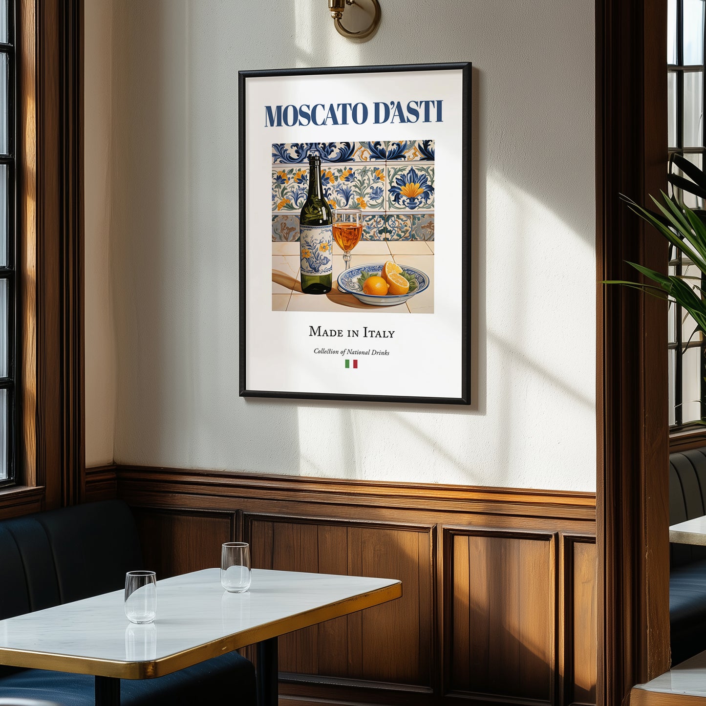 Moscato d'Asti – Italian Dessert Wine, Vineyard Terrace Wall Art, clean layout with no caption