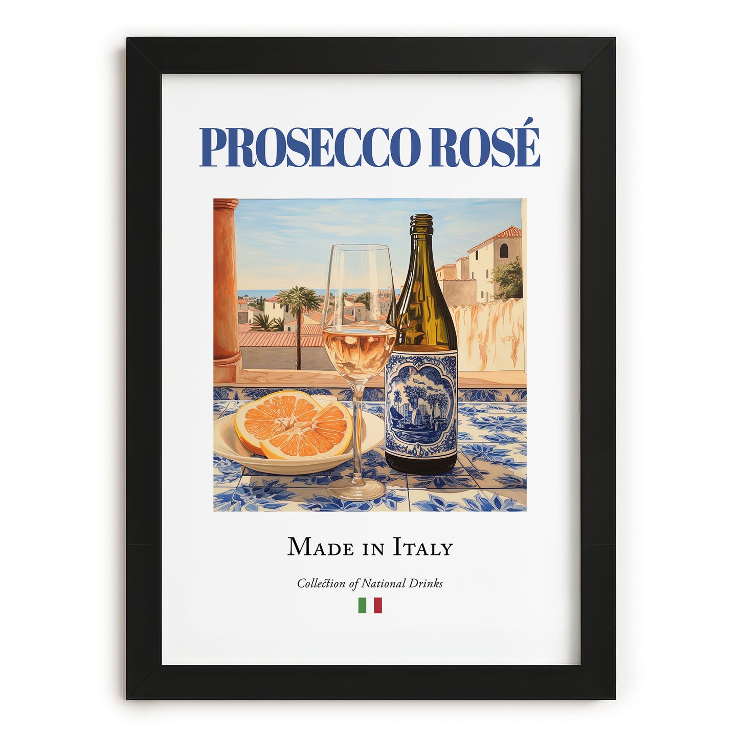 Prosecco rosé – Italian Rose Wine, Vinoteca Print, in sleek black frame