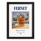 Fernet – Italian Spirit Drink, Hotel Lobby Print, in sleek black frame