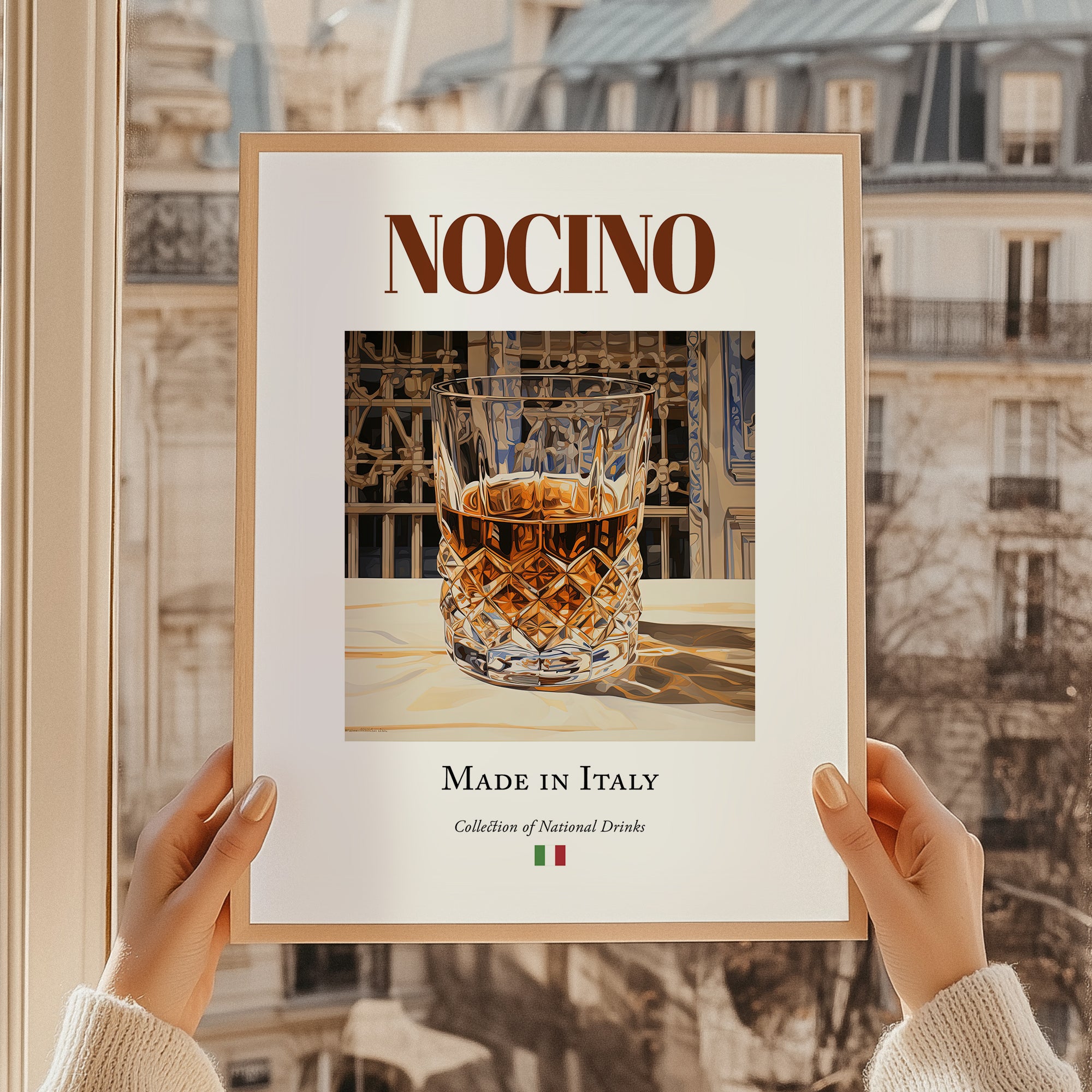 Nocino – Italian Liqueur Drink, Speakeasy Still Life, styled in a charming Paris street view