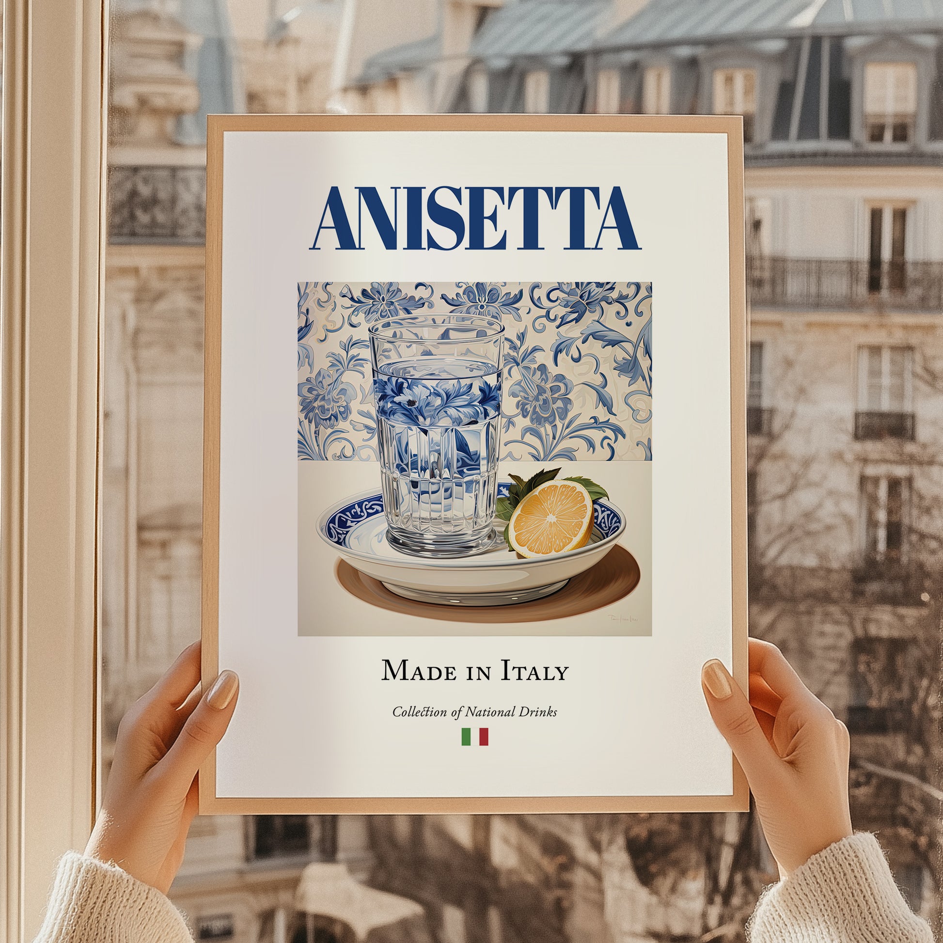 Anisetta – Italian Liqueur Drink, Sky Bar Still Life, styled in a charming Paris street view