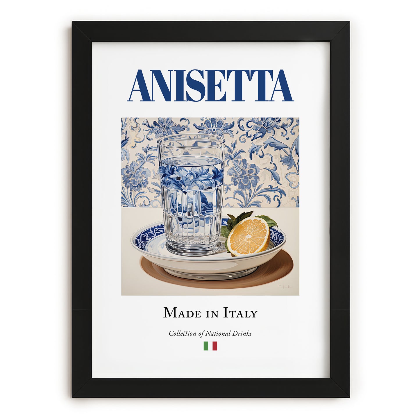Anisetta – Italian Liqueur Drink, Sky Bar Still Life, in sleek black frame