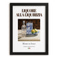 Liquore alla liquirizia – Italian Liqueur Drink, Rooftop Terrace Still Life, in sleek black frame
