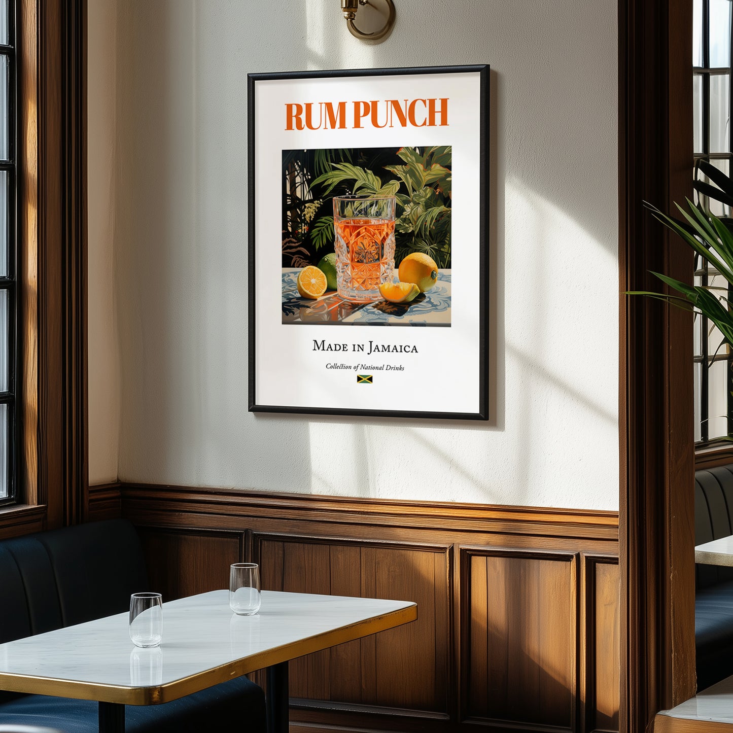 Rum Punch – Jamaican Cocktail Drink, Rooftop Terrace Wall Decor, clean layout with no caption