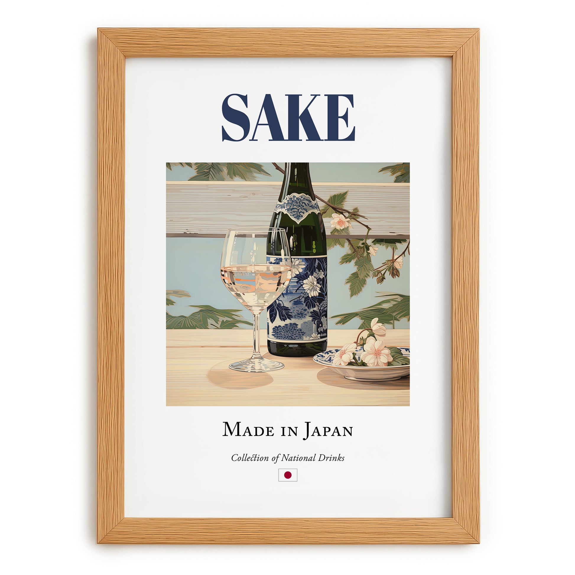 Sake – Japanese Spirit Drink, Hotel Lobby Poster, set in oak frame