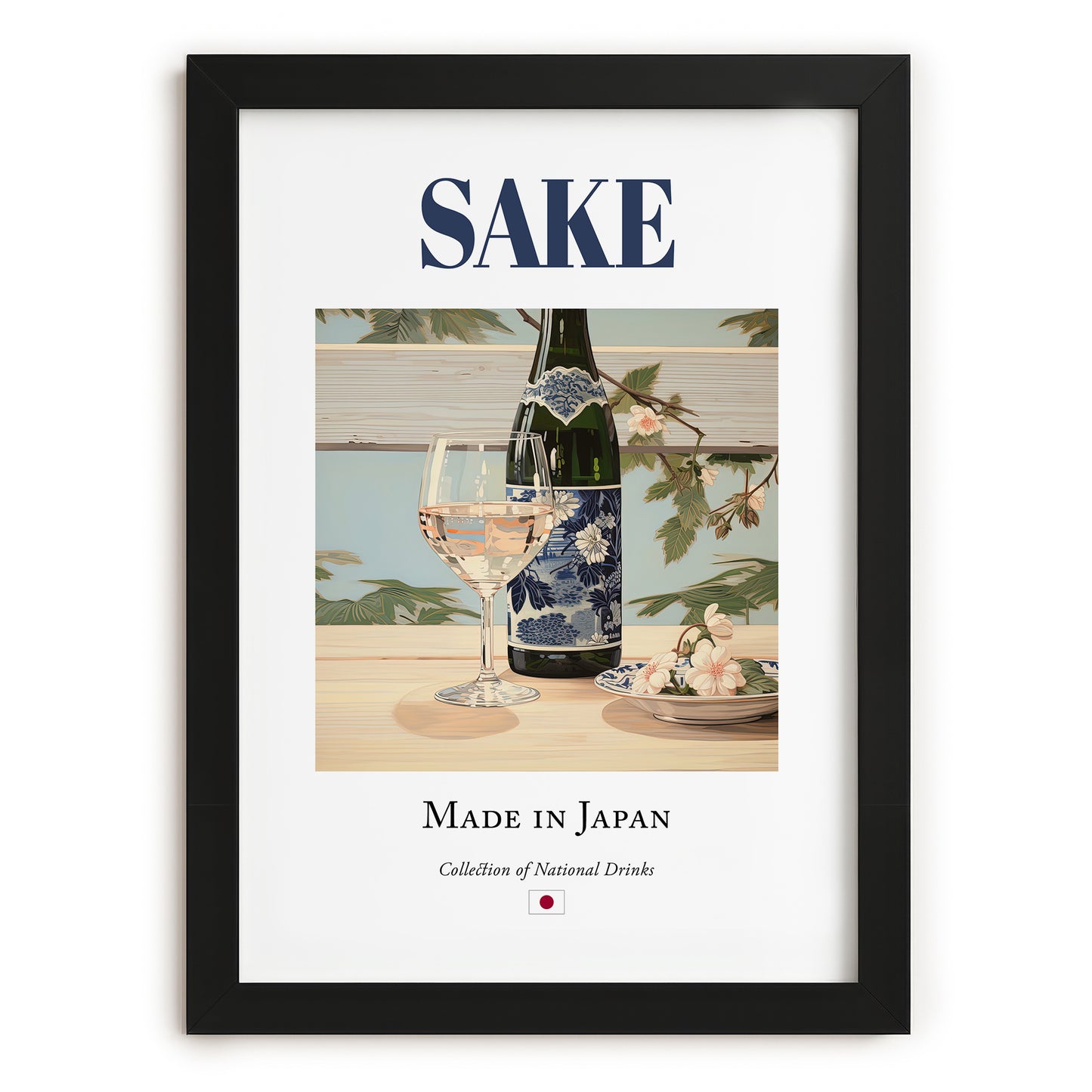 Sake – Japanese Spirit Drink, Hotel Lobby Poster, in sleek black frame