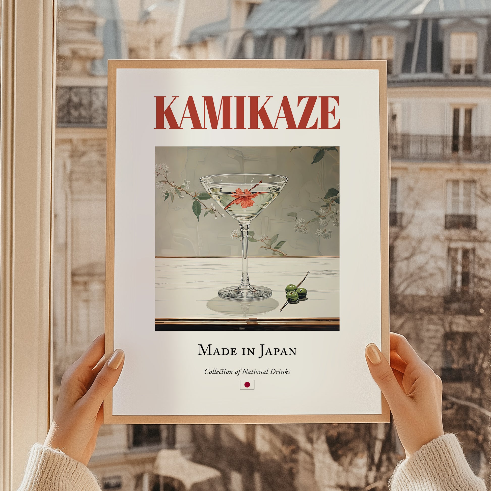 Kamikaze – Japanese Cocktail Drink, Beach Bar Print, styled in a charming Paris street view