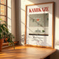 Kamikaze – Japanese Cocktail Drink, Beach Bar Print, no-text version framed in wood
