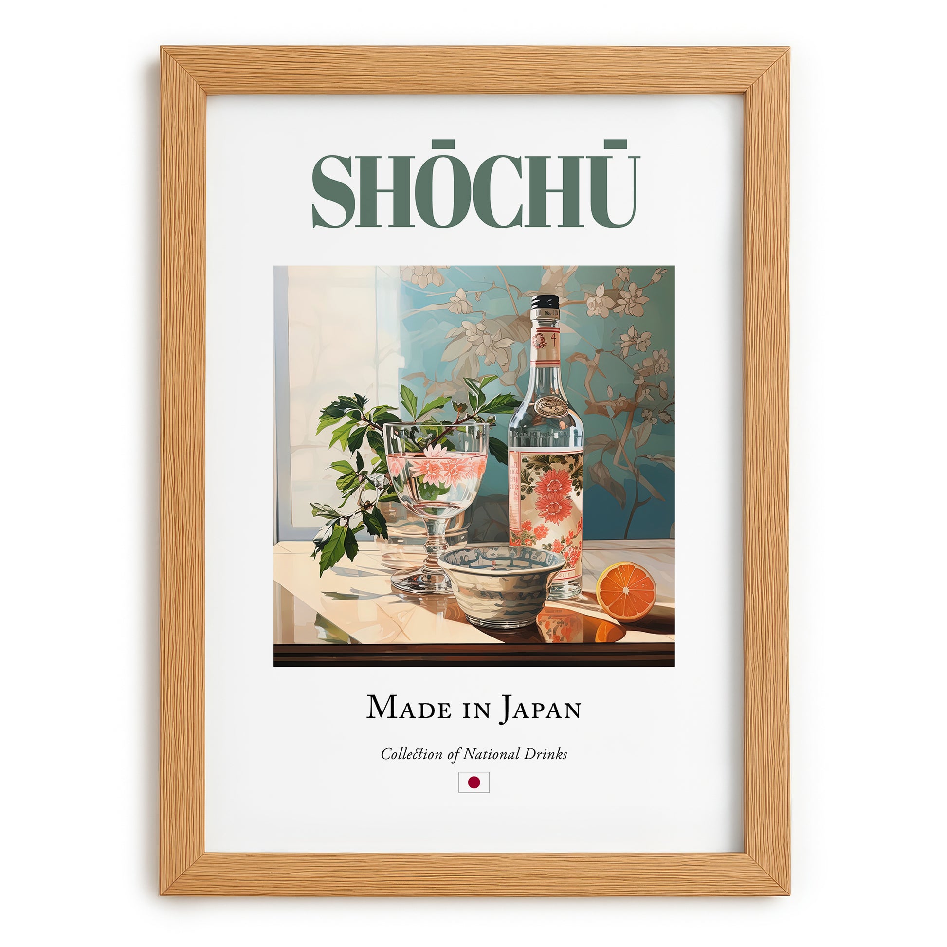 Shōchū – Japanese Spirit Drink, Rooftop Terrace Poster, set in oak frame