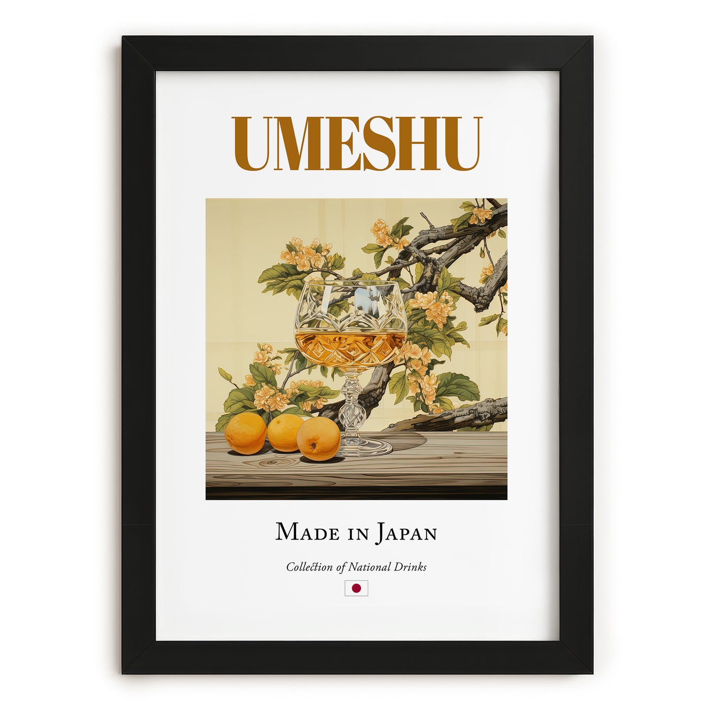 Umeshu – Japanese Beverage Drink, Cocktail Lounge Wall Art, in sleek black frame