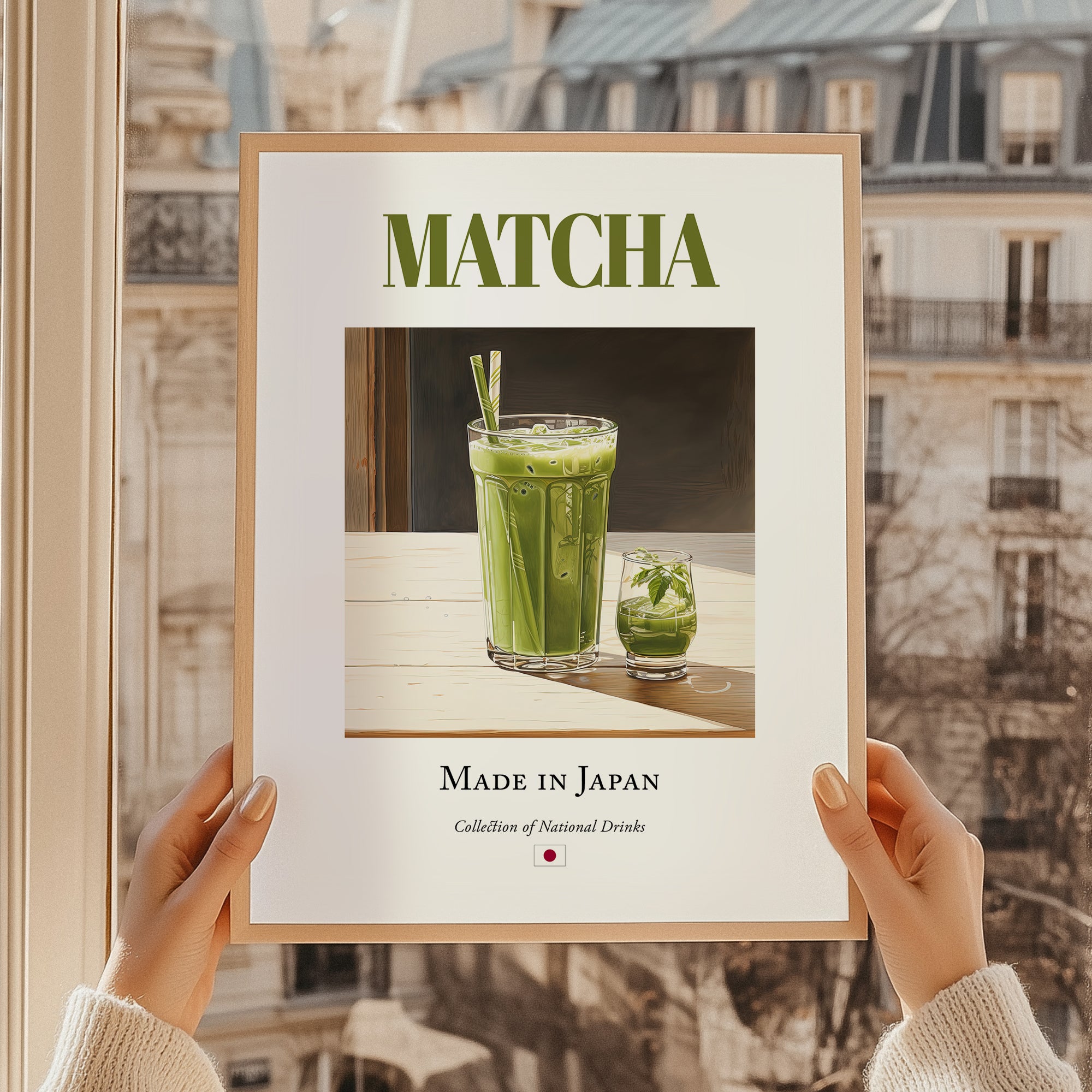 Matcha – Japanese Tea, Tea House Still Life, styled in a charming Paris street view