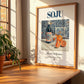 Soju – Korean Spirit Drink, Beach Bar Poster, no-text version framed in wood