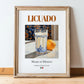 Licuado – Mexican Beverage Drink, Rooftop Terrace Poster, in wooden frame leaning on the floor
