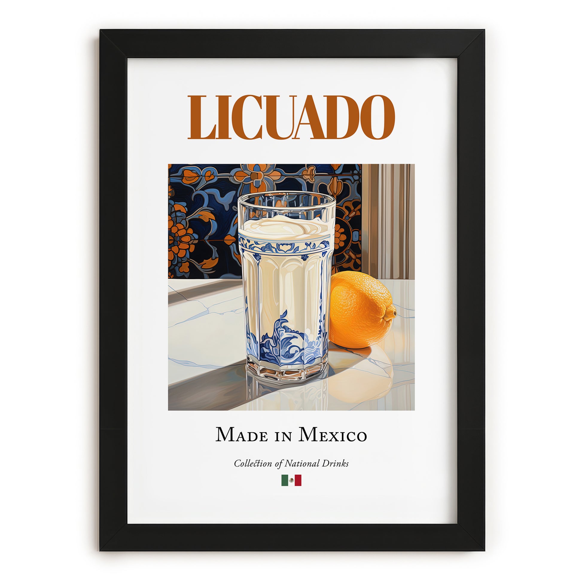 Licuado – Mexican Beverage Drink, Rooftop Terrace Poster, in sleek black frame