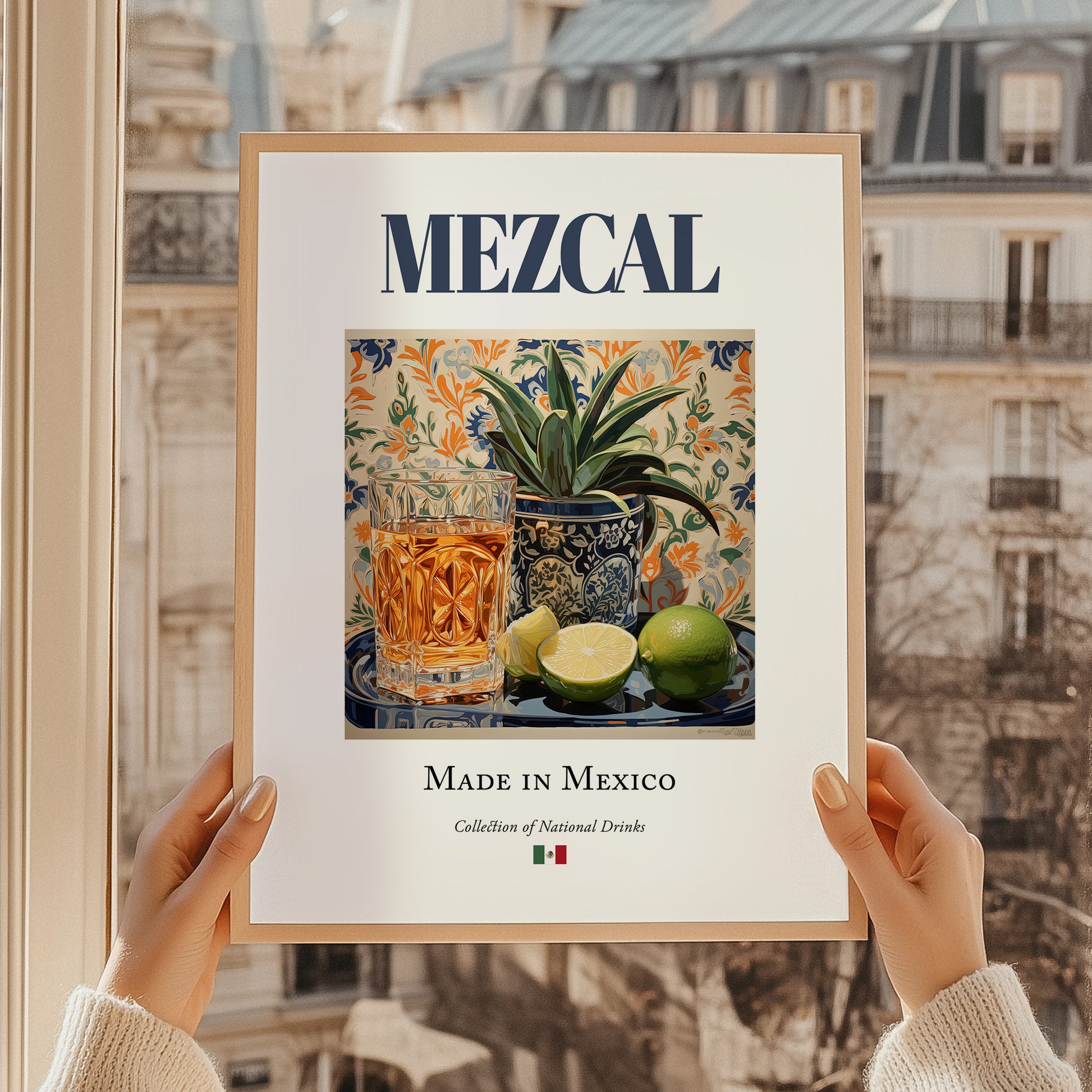 Mezcal – Mexican Spirit Drink, Cocktail Lounge Wall Art, styled in a charming Paris street view