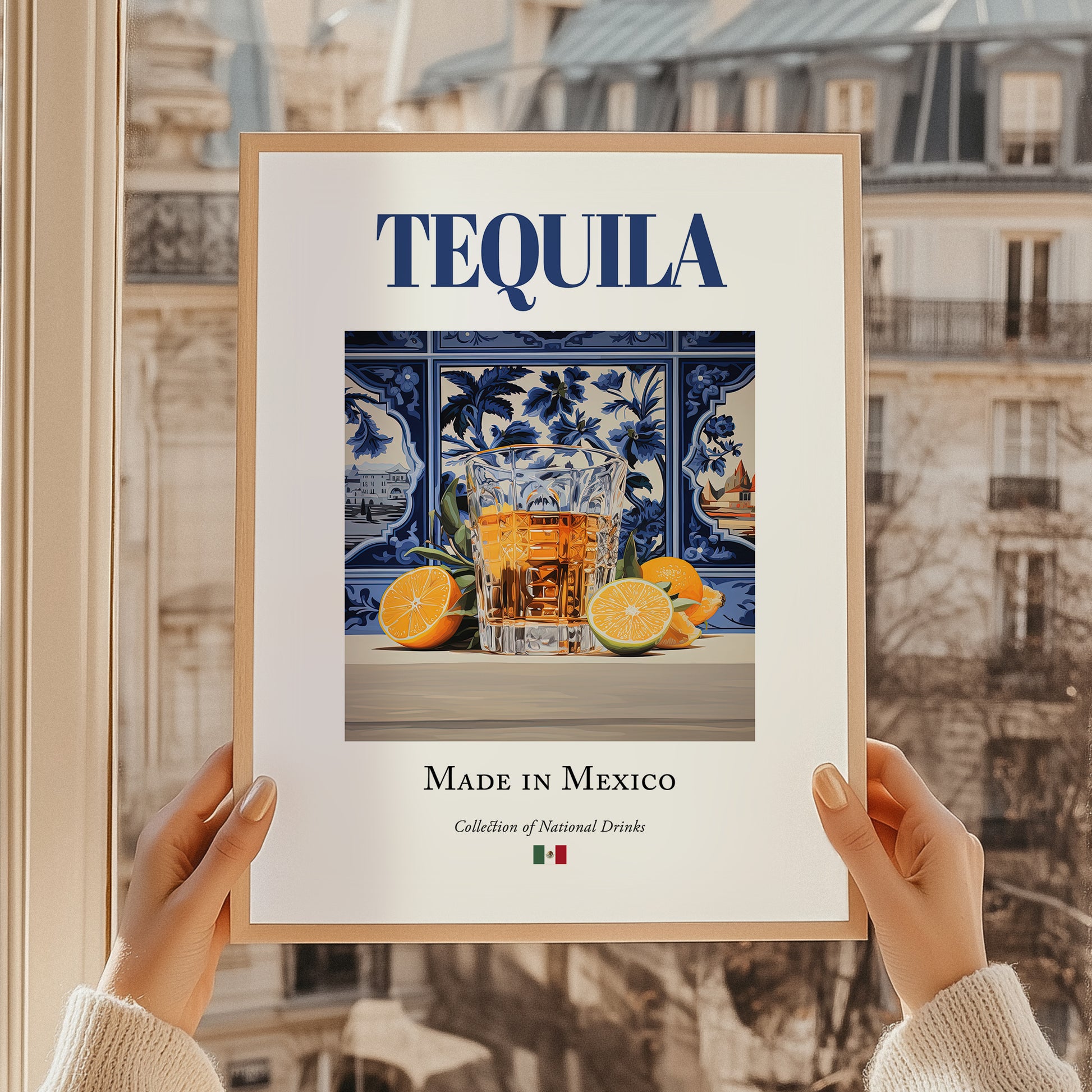 Tequila – Mexican Spirit Drink, Rooftop Terrace Poster, styled in a charming Paris street view